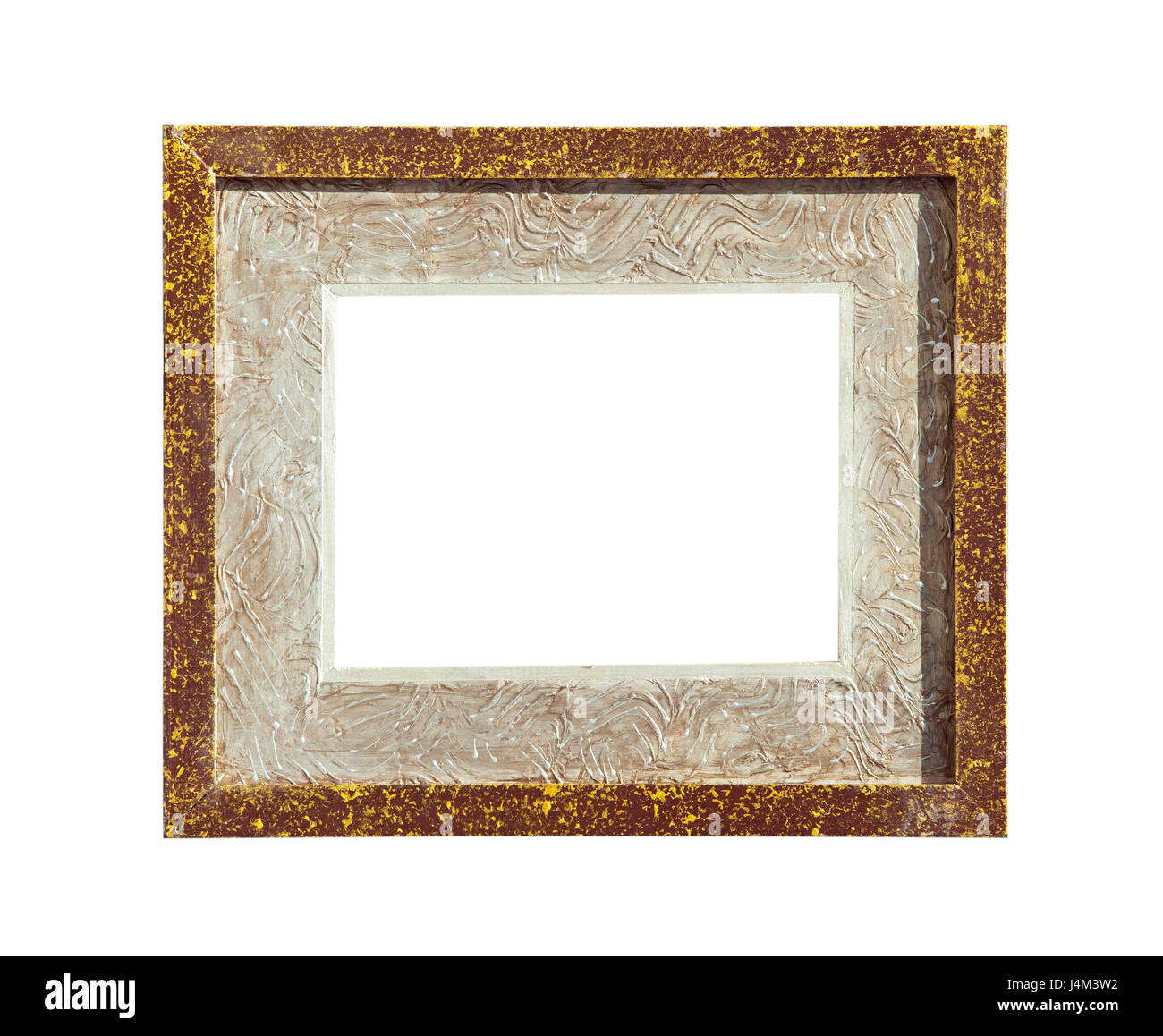 Brown canvas design photo frame isolati su sfondo bianco Foto Stock