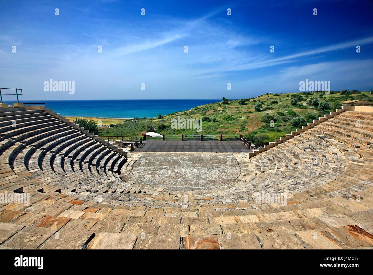 Il teatro romano di Kourion antico, distretto di Lemessos (Limassol), Cipro Foto Stock