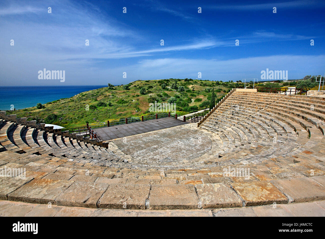Il teatro romano di Kourion antico, distretto di Lemessos (Limassol), Cipro Foto Stock