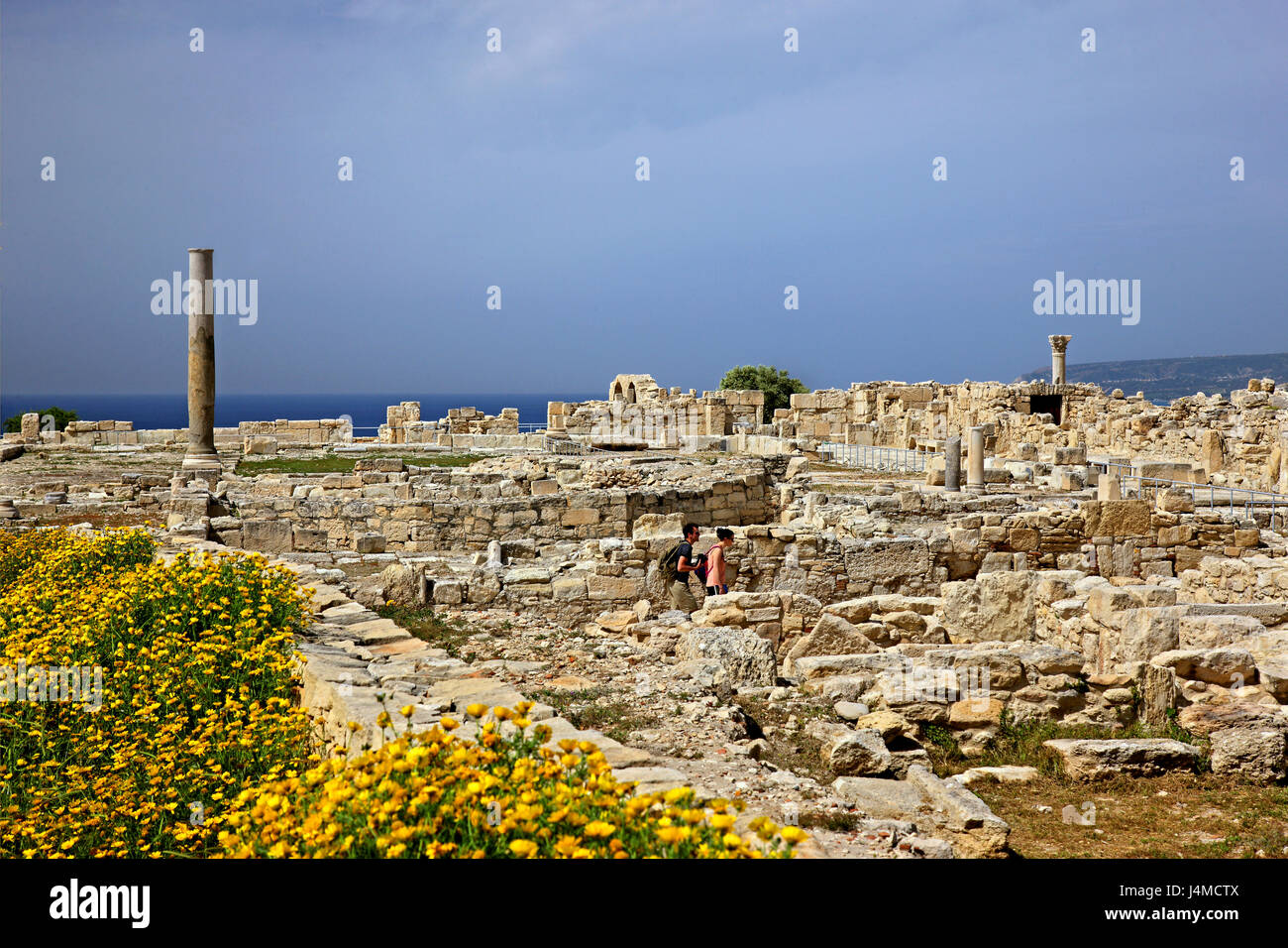 Resti di una basilica paleocristiana all antica Kourion, distretto di Lemessos (Limassol), Cipro Foto Stock