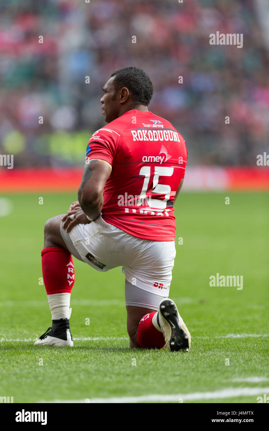 Esercito di giocatore di rugby Semesa Rokoduguni giocando a Twickenham nel 2017 Foto Stock