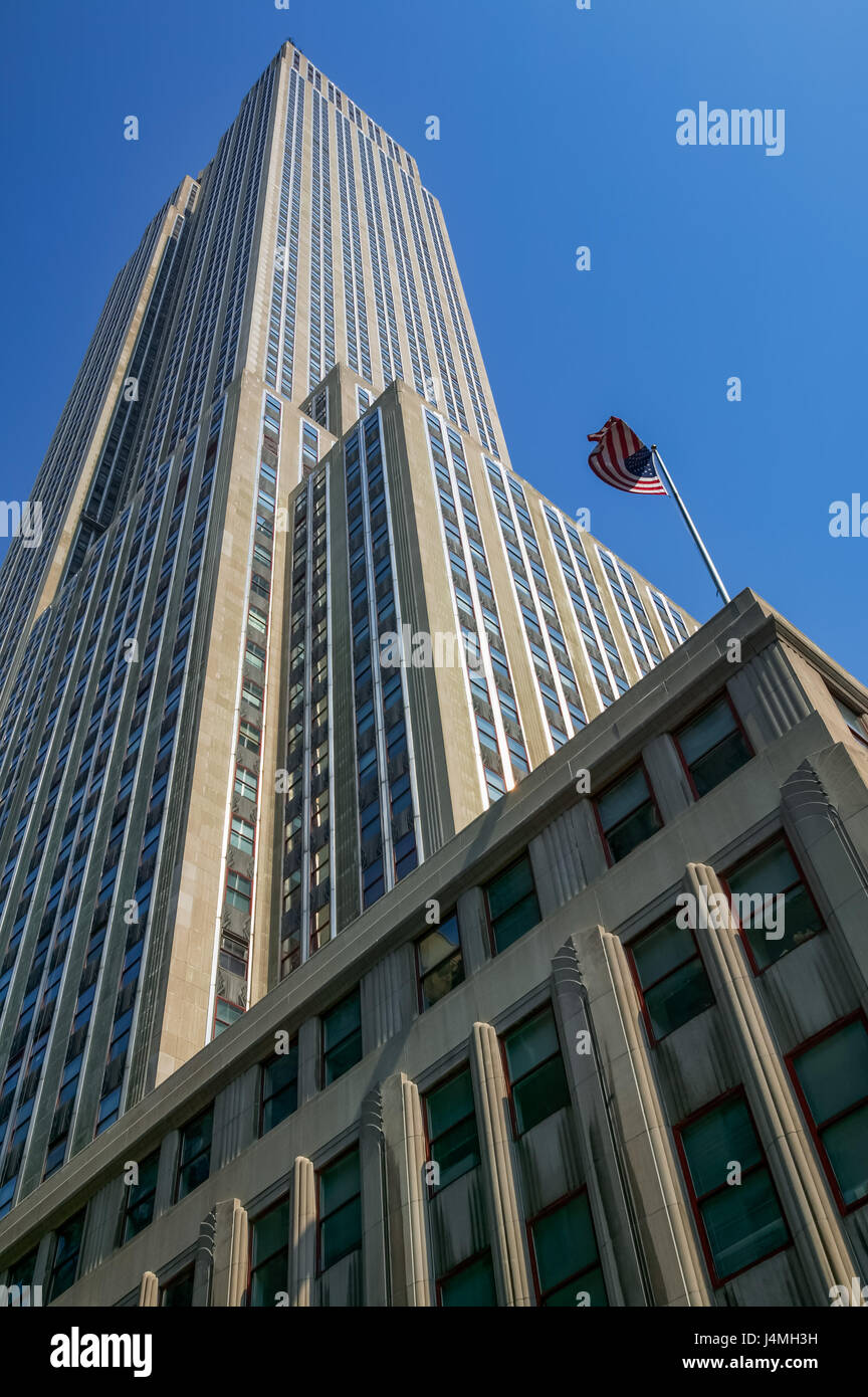 L'Art Deco Empire State Building, Midtown Manhattan, New York City Foto Stock