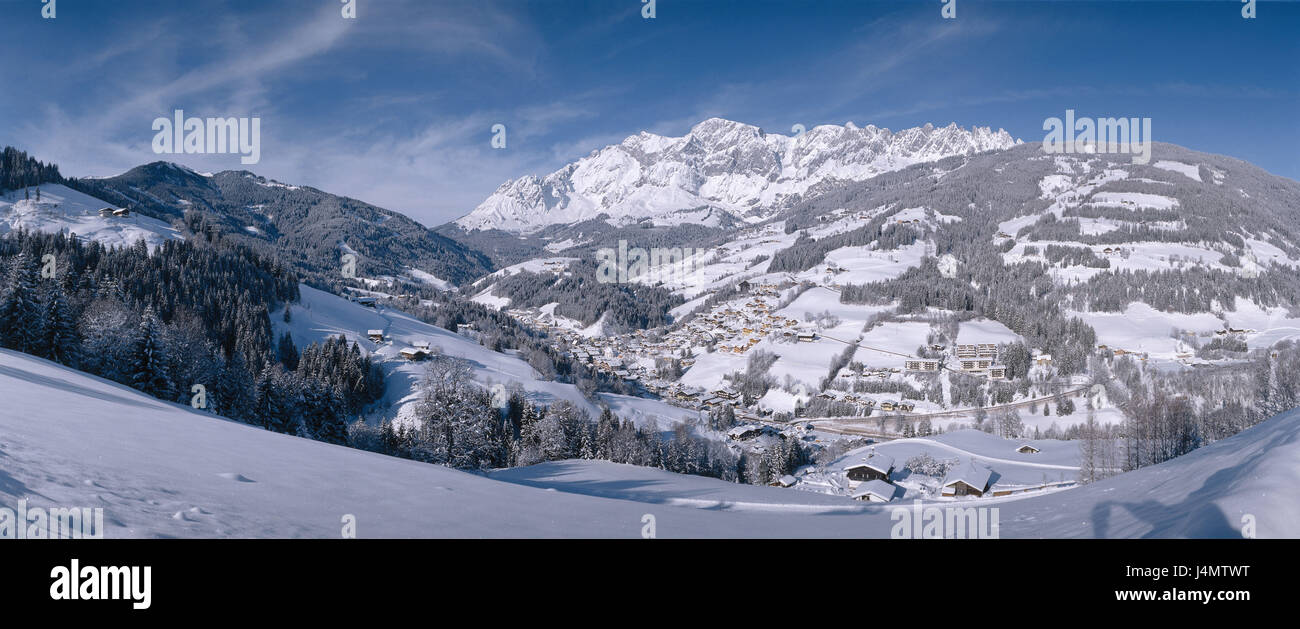 Salisburgo, Austria alpi di calce, di alto livello re, Brook Mühl, neve Europa, repubblica, alpi Alpi Orientali, calce settentrionale delle Alpi, montagne, montagne, regione montagnosa, paesaggio di montagna, stagione invernale, invernale, luogo posto Foto Stock