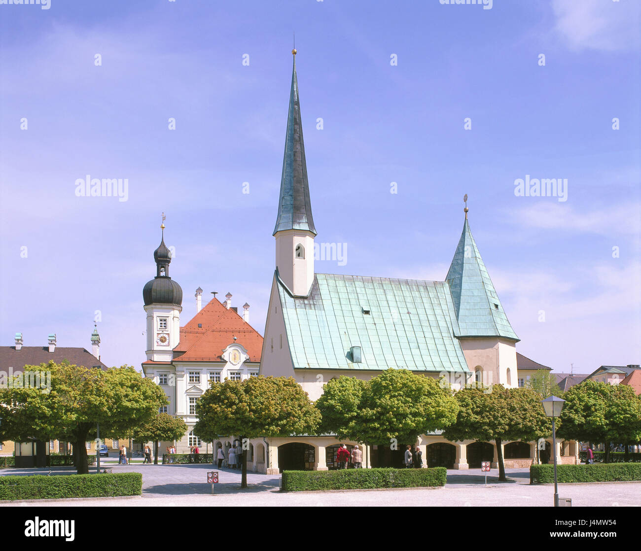 In Germania, in Baviera, Altötting, spazio Kapell, grazia band, municipio Europa, Baviera, luogo di pellegrinaggio, chiesa, banda, stile architettonico, architettura, Steeple, fede, religione, municipio edificio, cultura, luogo di interesse, estate Foto Stock