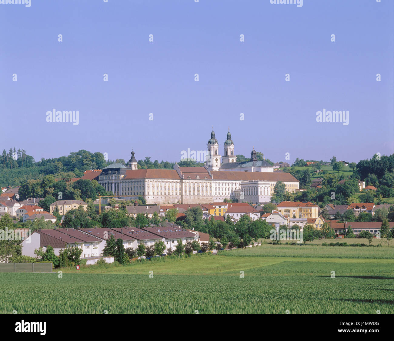 Austria, Austria Superiore, San Floriano Agostiniana di Canon Europa della penna, luogo di interesse, la cultura, il chiostro chiostro attachment, architettura, struttura, edificio agostiniano canon della penna, stile architettonico, barocco, costruzione barocca, vista città Foto Stock