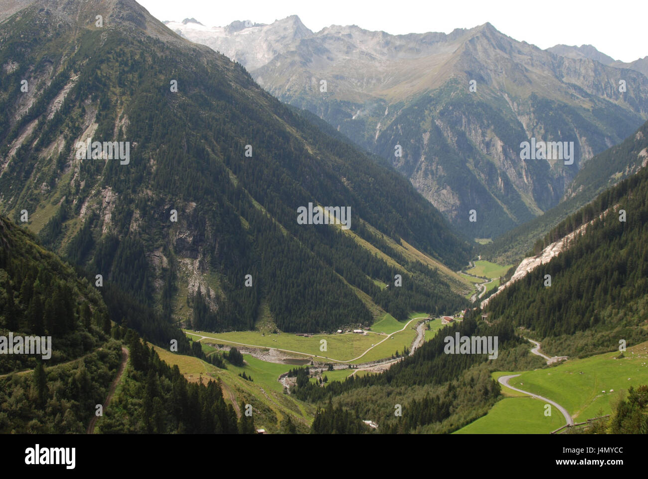 Austria, Tirolo, Zillertal, Zillergrund, paesaggio di montagna, estate, alpi, montagne, Hochgebirge, montagne, la valle, strada di montagna, Panoramastrasse, natura, idillio, destinazione, turismo, Foto Stock