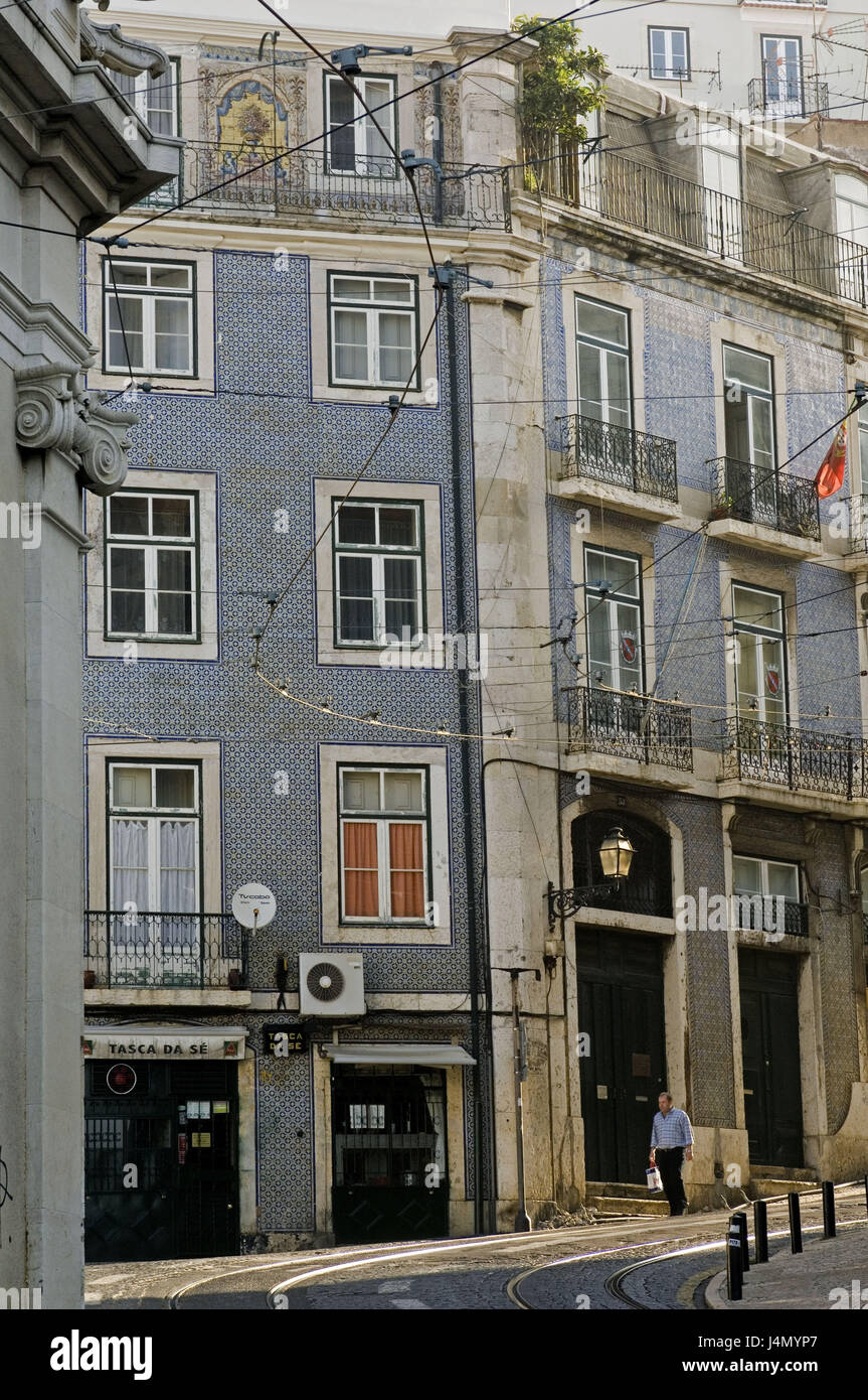 Città di Alfama quarta, scene di strada, Lisbona, Portogallo Foto Stock