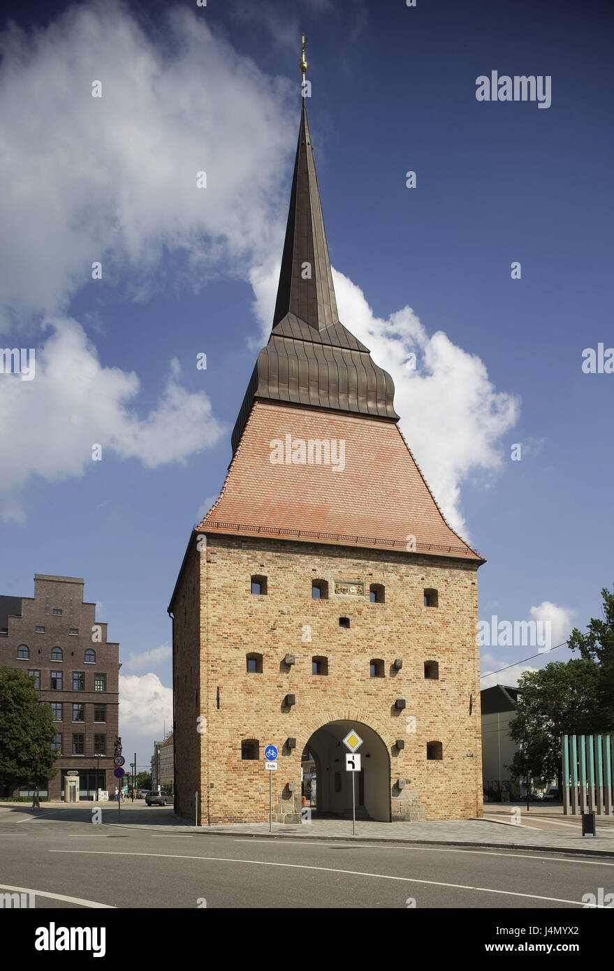 Germania, Meclemburgo-Pomerania occidentale, citta' anseatica di Rostock, pietra obiettivo, Foto Stock