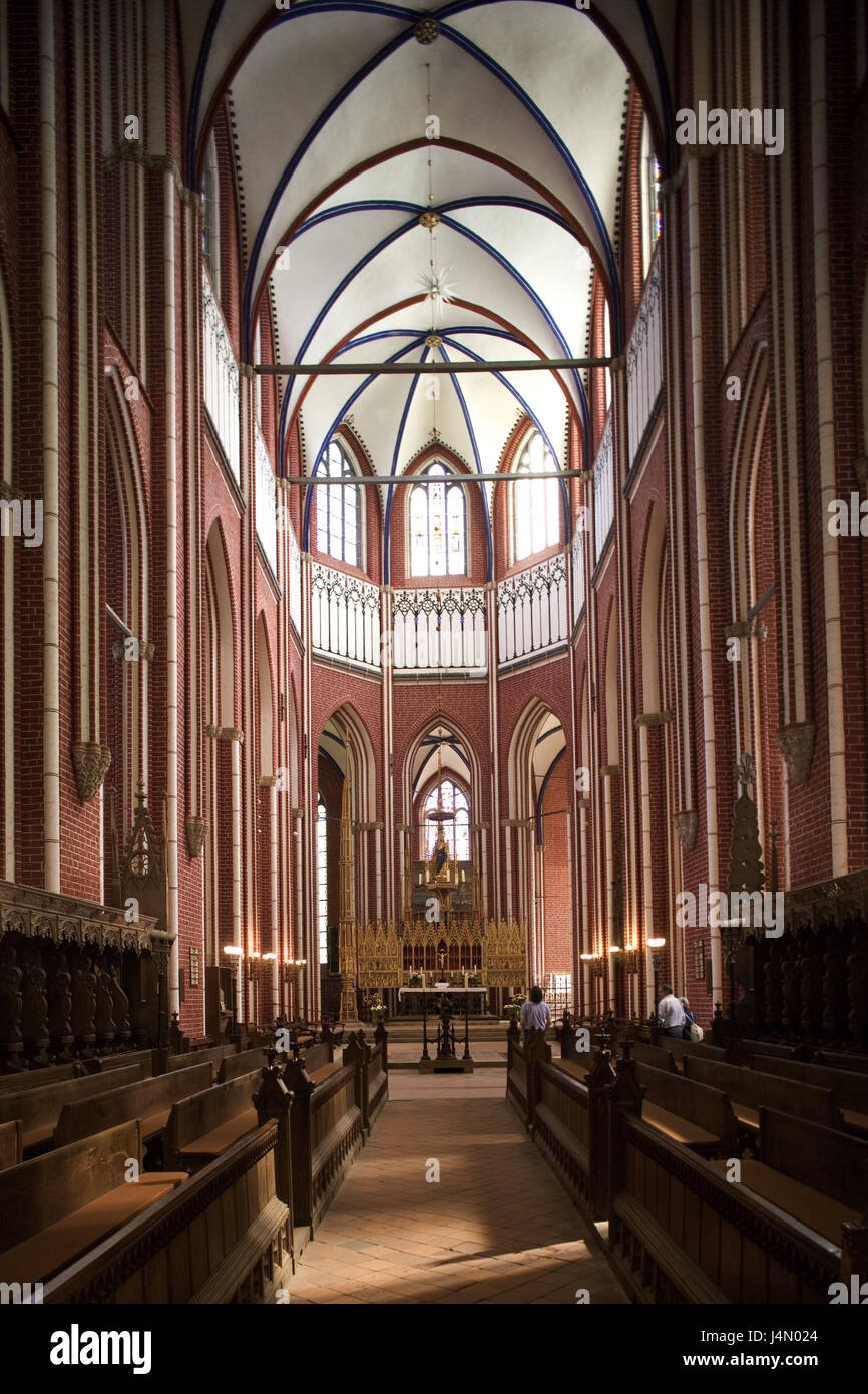 Germania, Meclemburgo-Pomerania occidentale, bagno Doberan, Doberaner Münster, vista interna, lunghezza 76 m Foto Stock