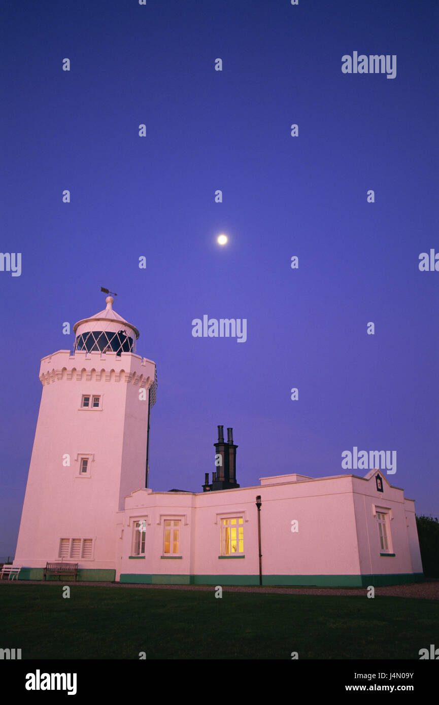 Gran Bretagna, Inghilterra, Kent, St. Margaret Bay, South Foreland Lighthouse, sera, Foto Stock