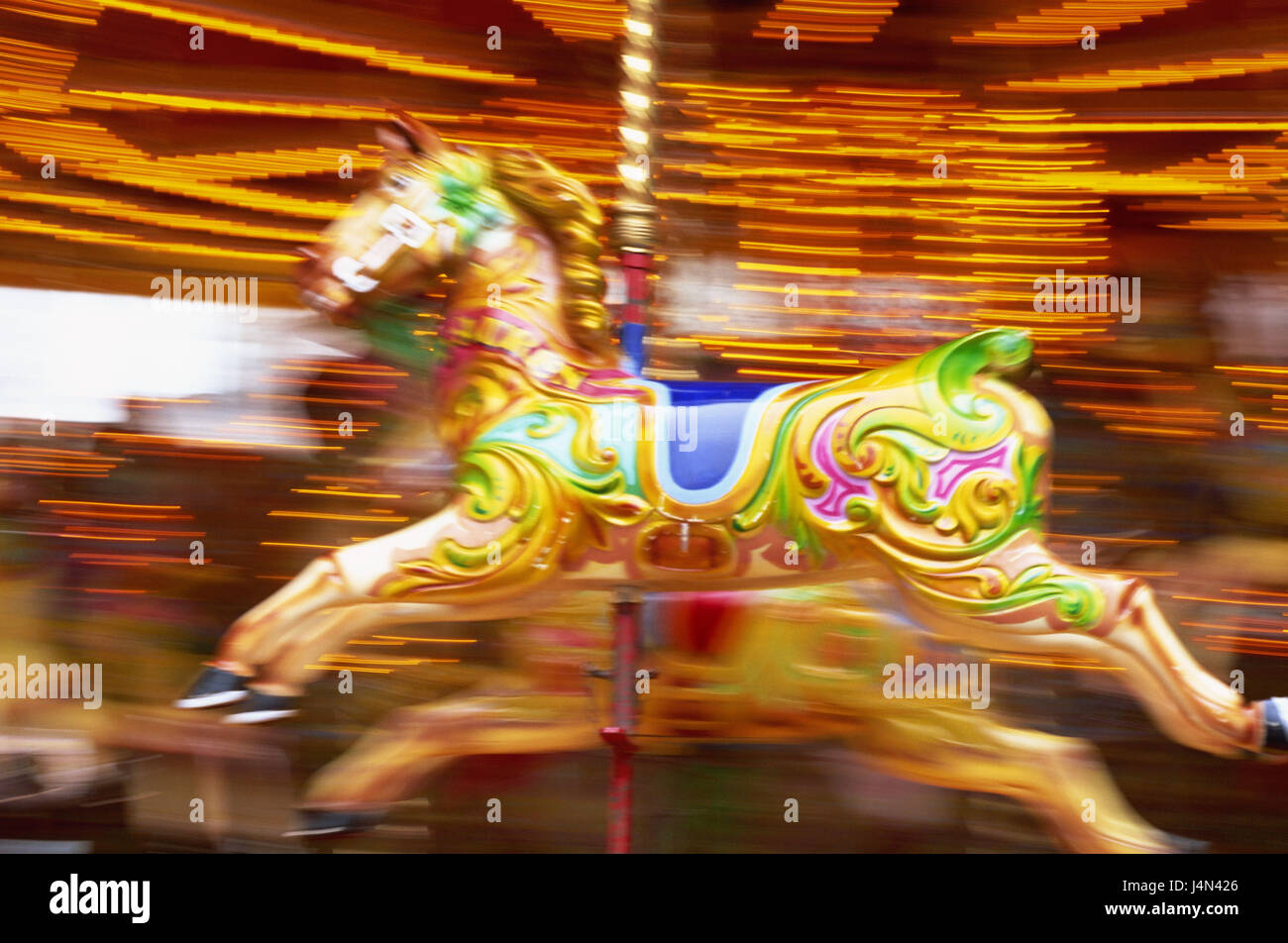 Rotonda, cavallo, motion blur, Foto Stock