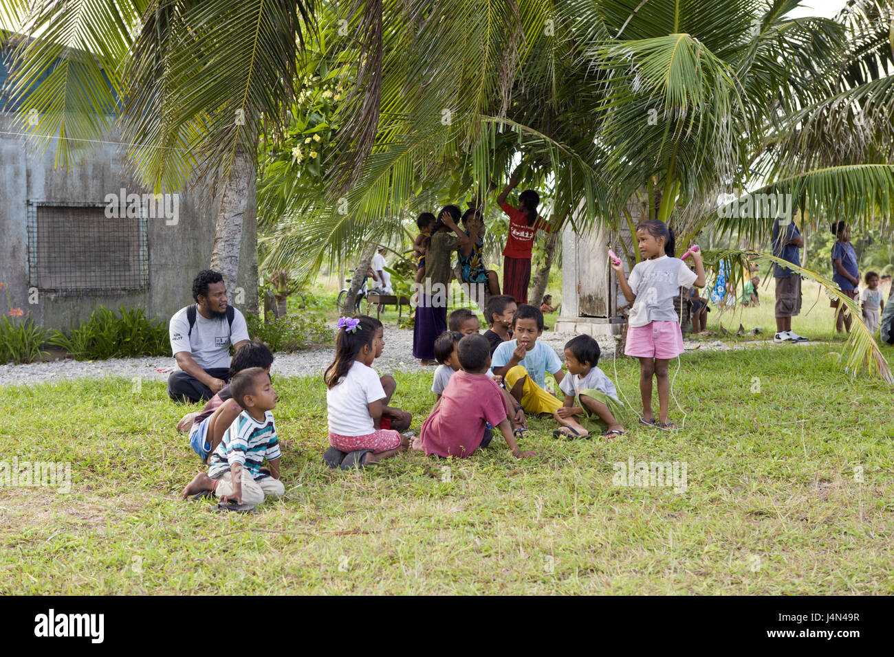 I bambini, isola Woja, isole Marshall, Foto Stock