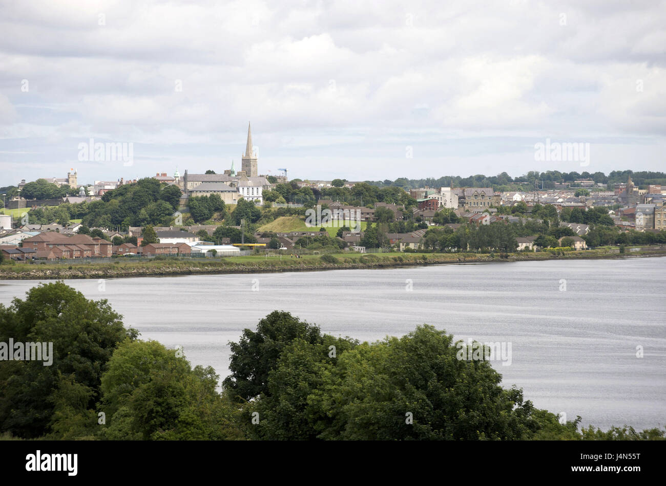 Irlanda del Nord Ulster, nella contea di Derry, Derry, vista città, Foyle, flusso, Foto Stock