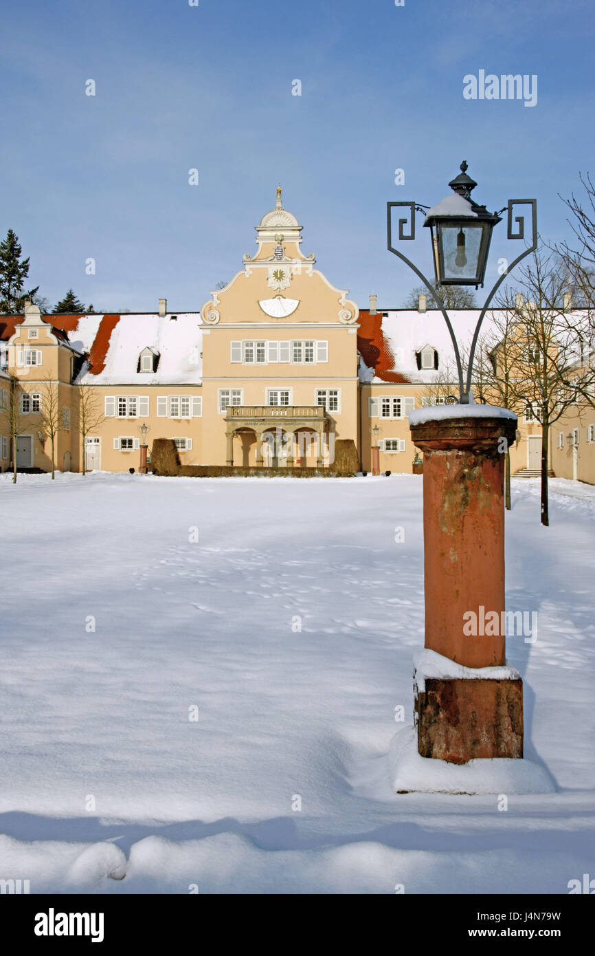 Assia, Darmstadt, caccia sede gru della pietra, inverno, blocco lock building, sede di caccia, struttura, architettura, luogo di interesse, destinazione, turismo, Foto Stock