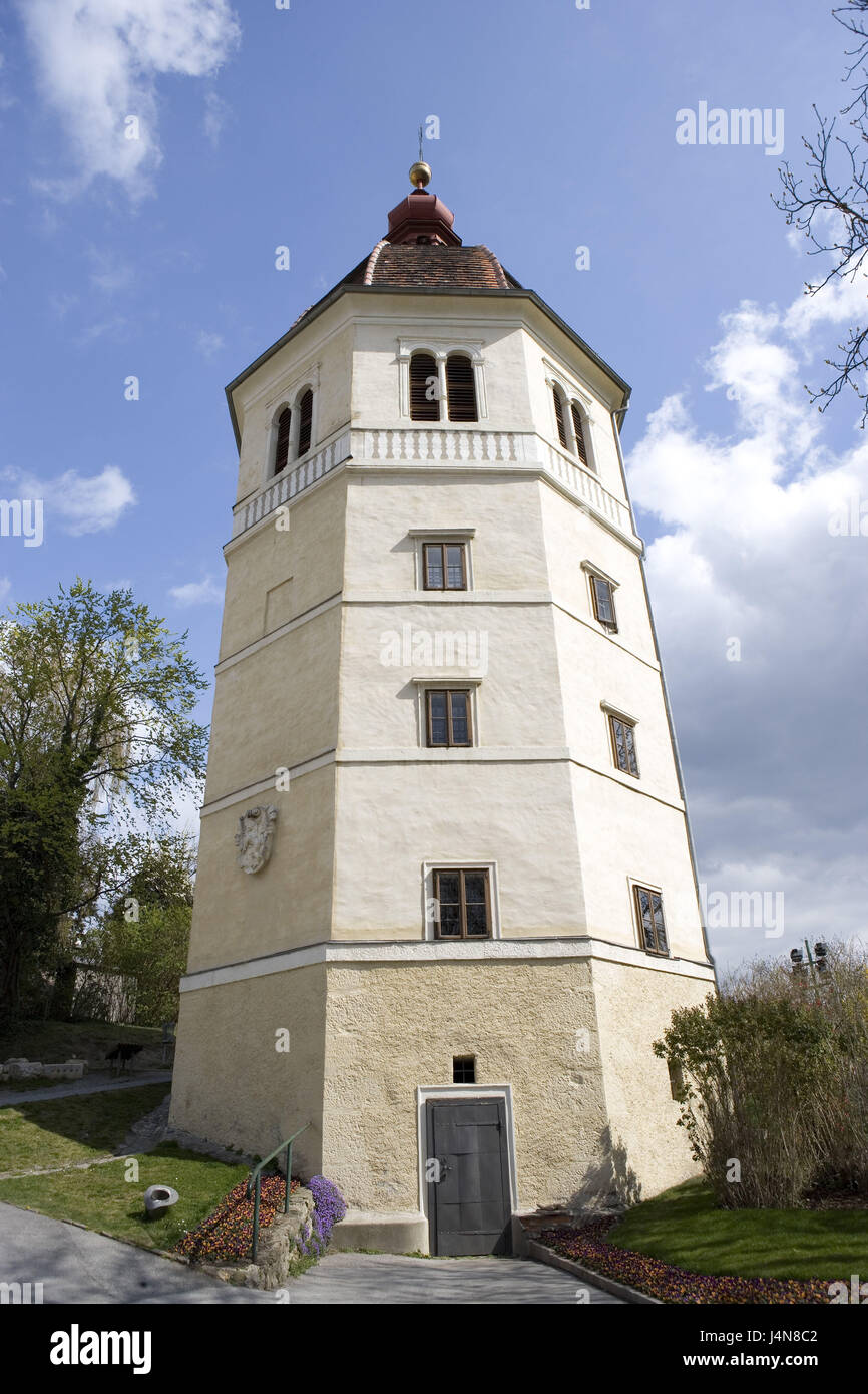 L'Austria, la Stiria, Graz, bloccare la montagna, torre campanaria, Foto Stock