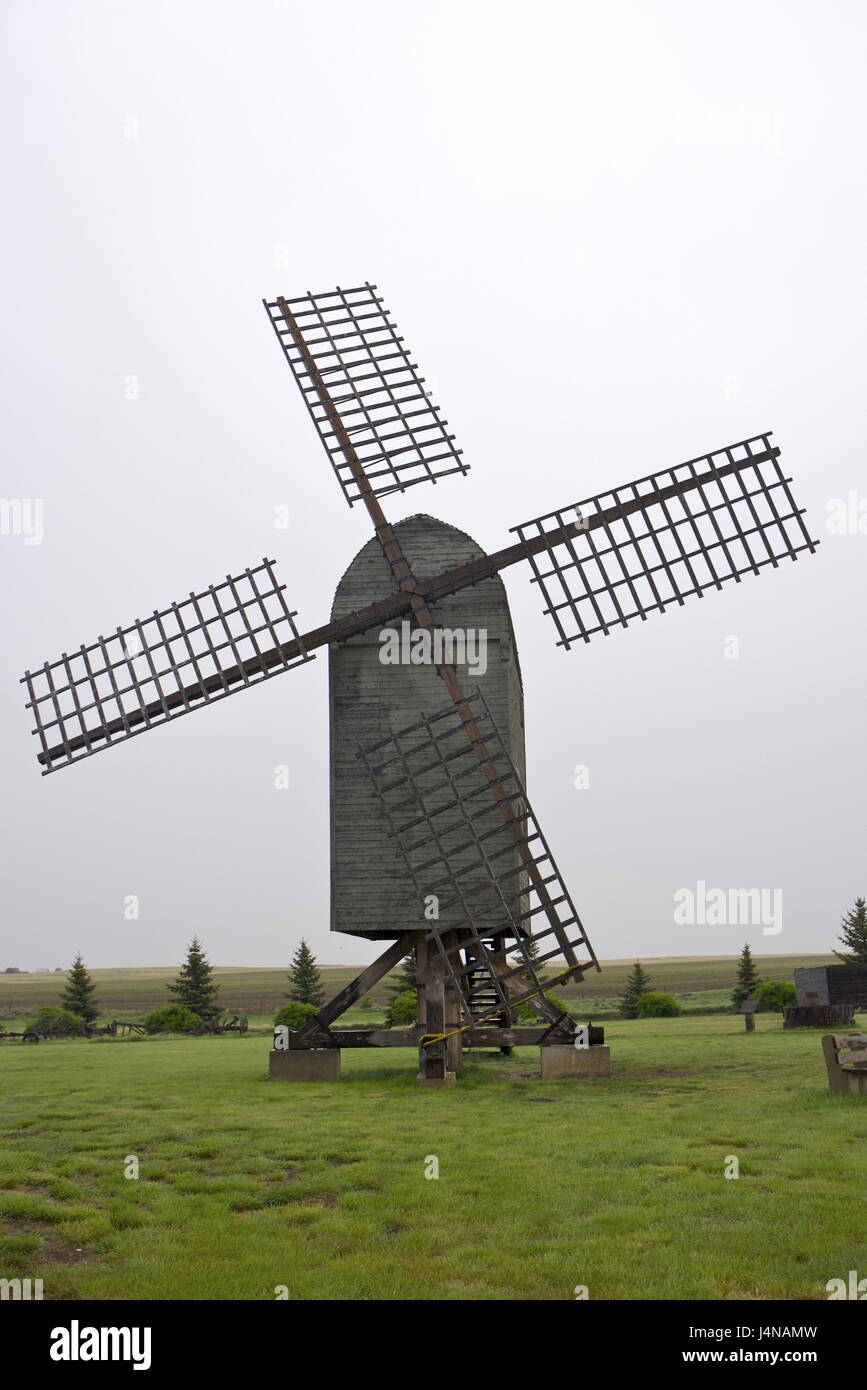 Canada, Alberta, Etzikom, su tutto il territorio nazionale canadese vento storico centro di potere, windmill Foto Stock