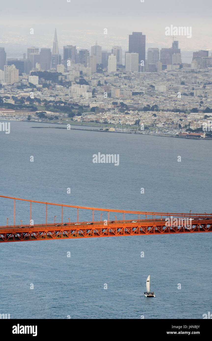 Gli Stati Uniti, California, San Francisco, vista città, Golden Gate Bridge, dettaglio, Foto Stock