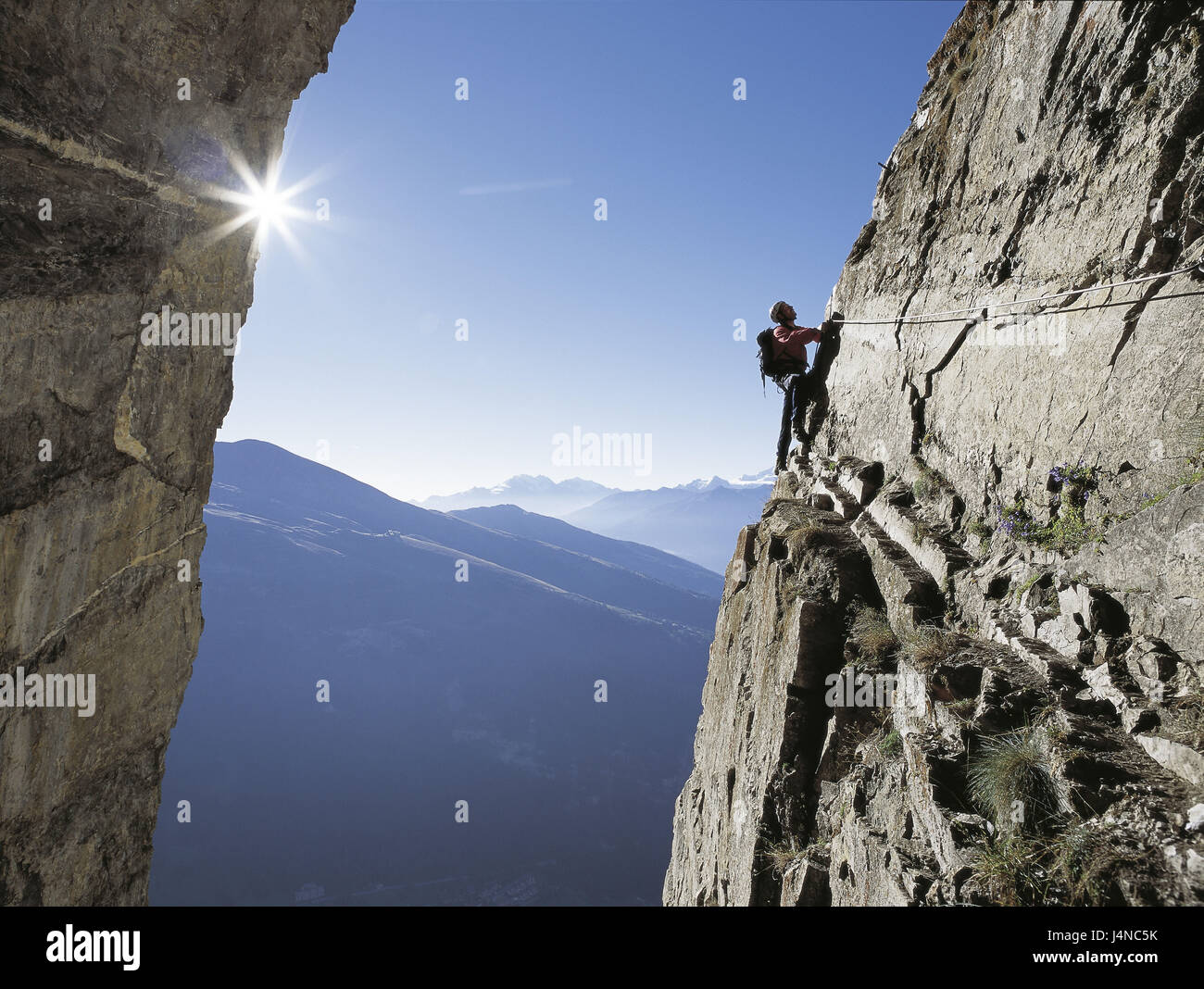 La Svizzera, Leucurbadner, arrampicata sentiero ripido, alpinista, scalare, panorama Foto Stock