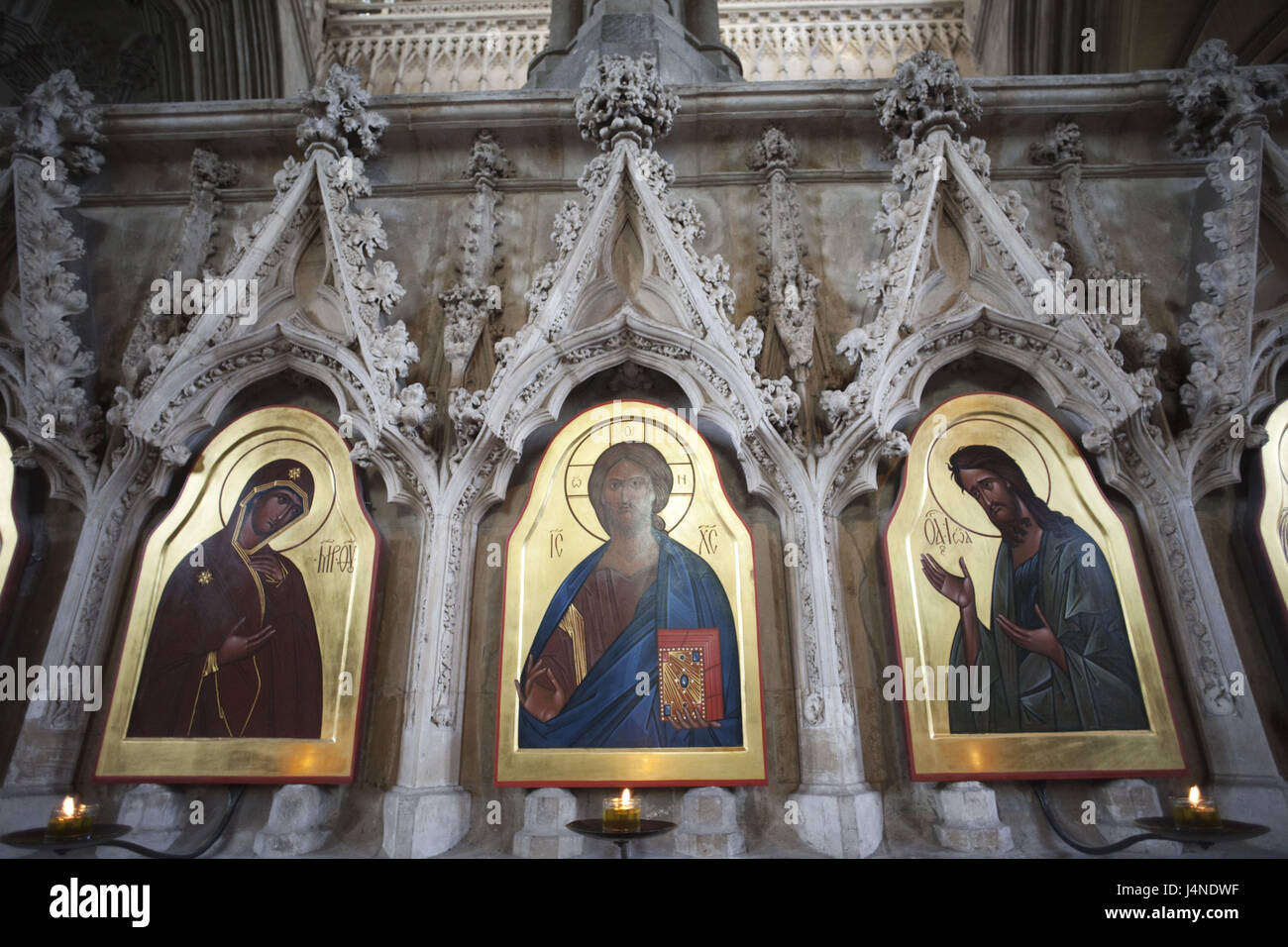 Gran Bretagna, Inghilterra, Hampshire, dischi Winchester, cattedrale, icone, Sergei Fyodorov, Foto Stock