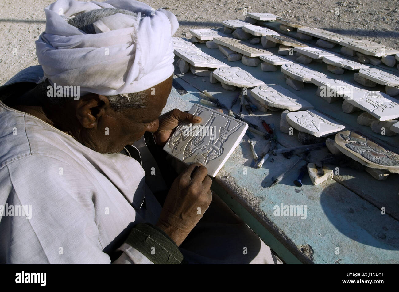 Egitto, Deir el-Medina, scultore, lavoro, Foto Stock