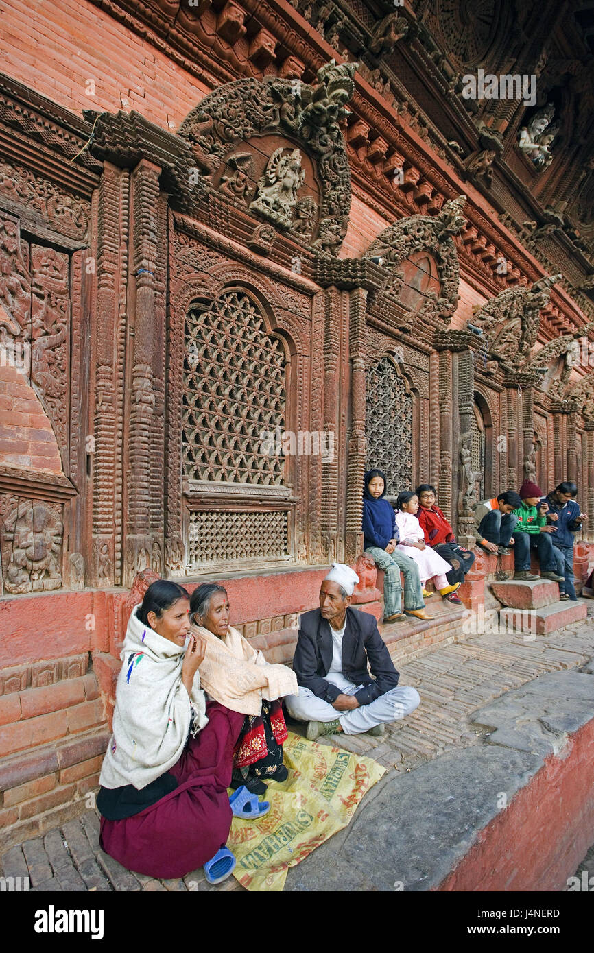 Il Nepal, Kathmandu, Durbar Square, tempio, facciata, persona, Foto Stock