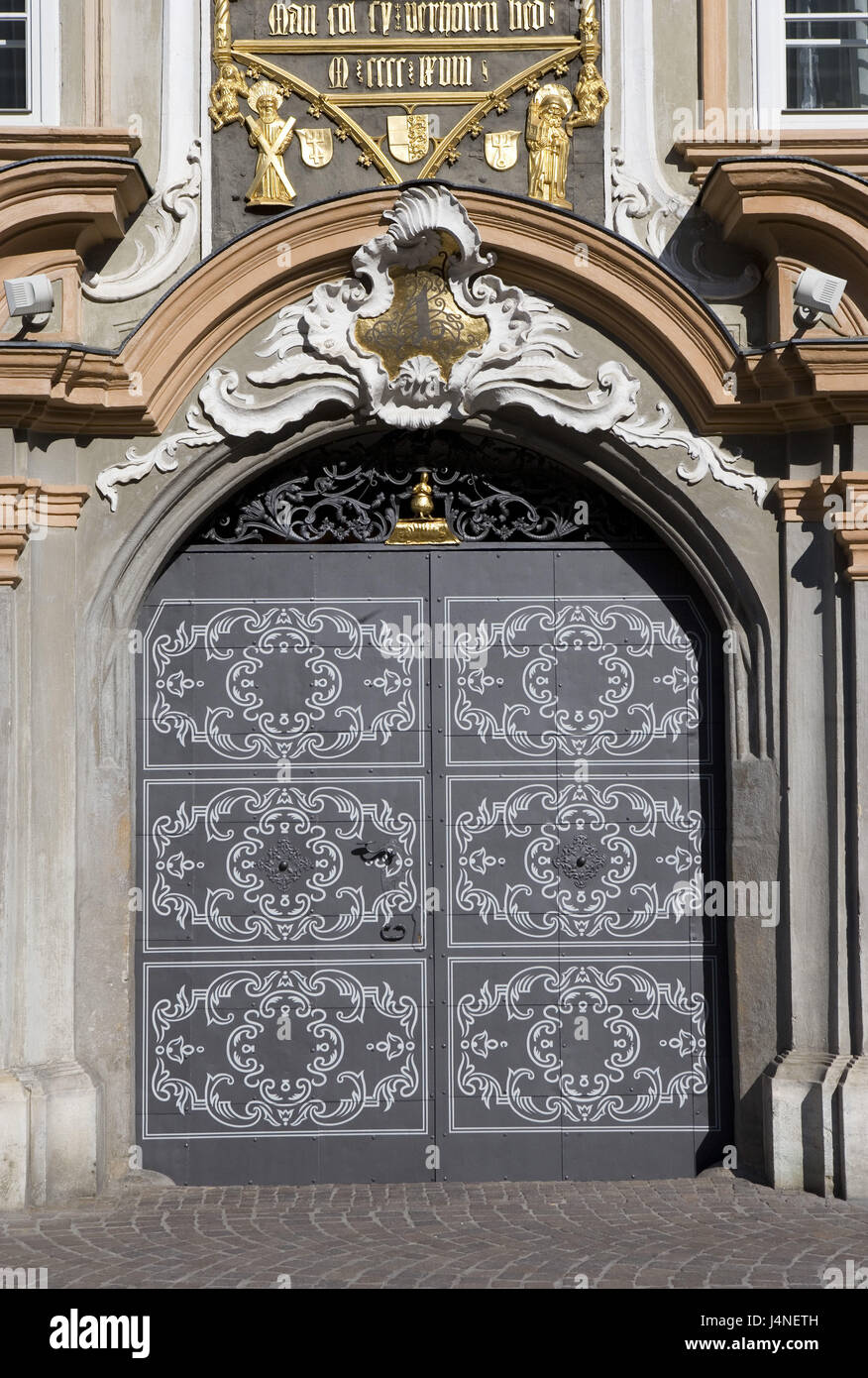 Austria, Carinzia, St. Veit in Glan, municipio facciata, porta, dettaglio, Foto Stock