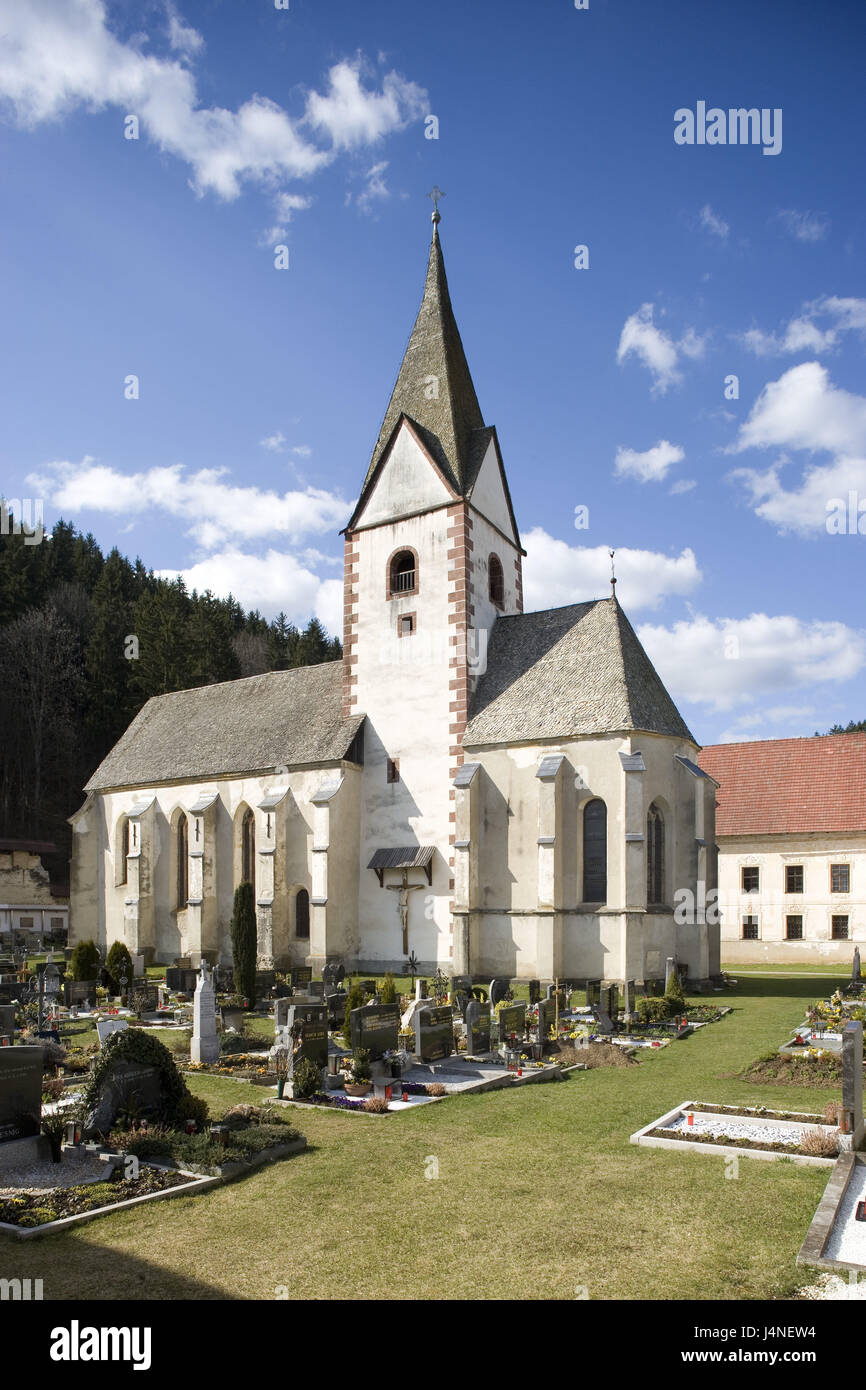 Austria, Carinzia, alle prese, la vecchia chiesa parrocchiale, il cimitero Foto Stock