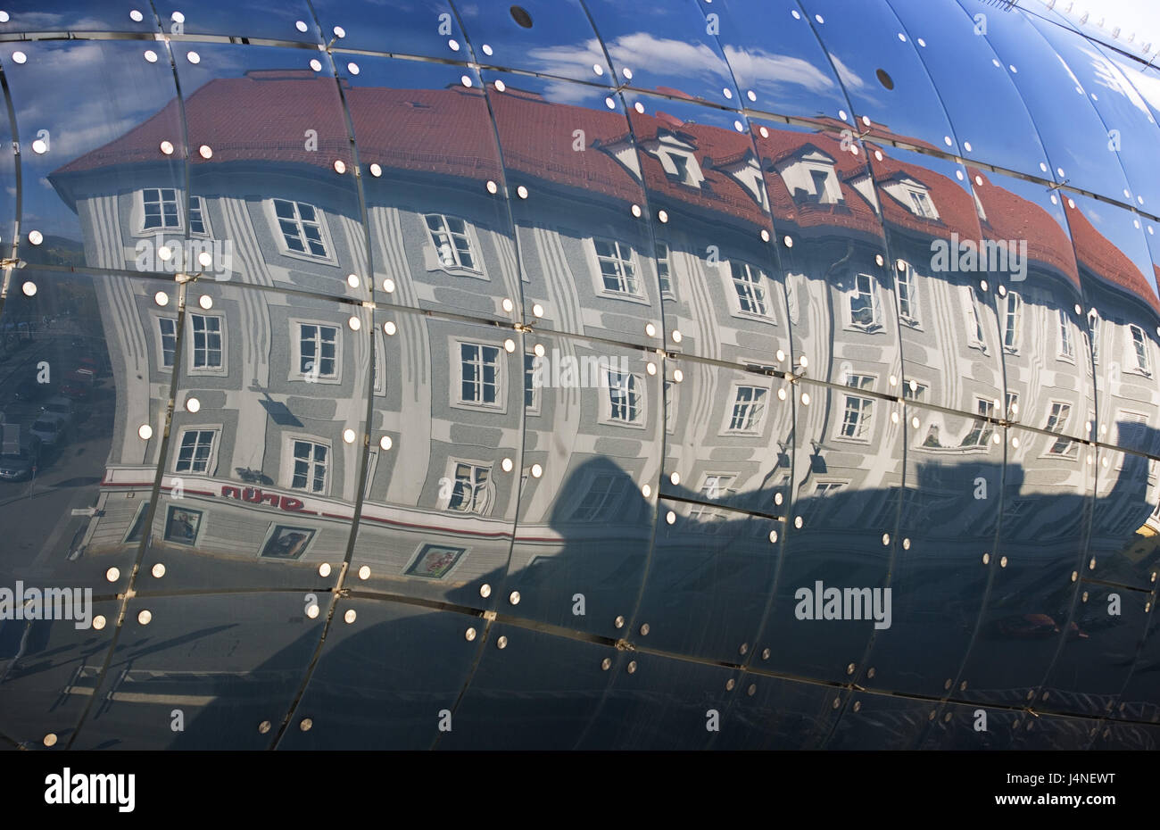 L'Austria, la Stiria, Graz, art house, Friendly alien, dettaglio, facciata, mirroring, alcuna proprietà di rilascio, Foto Stock