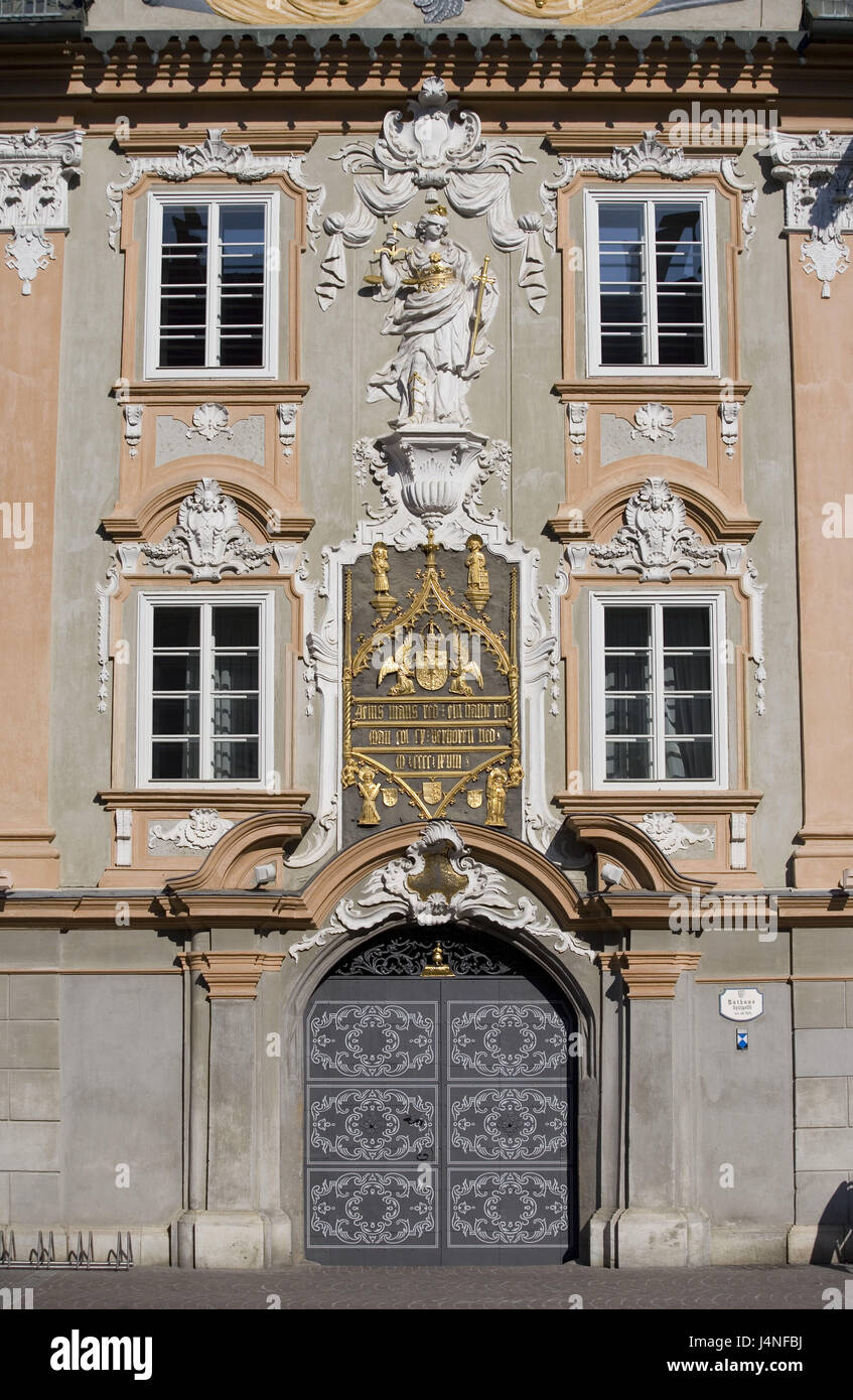 Austria, Carinzia, St. Veit in Glan, municipio facciata, dettaglio, Foto Stock