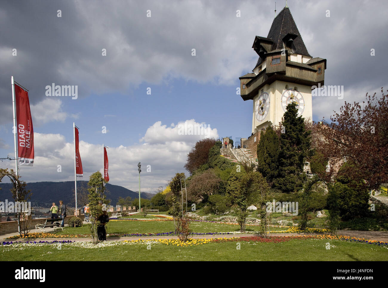 L'Austria, la Stiria, Graz, bloccare la montagna, Torre dell'orologio, Foto Stock