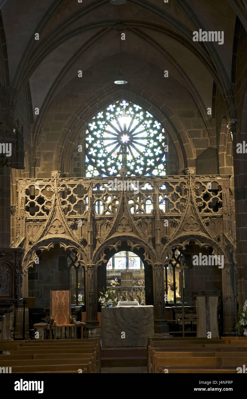 Francia, Bretagna, Le Folgoet, Notre-Dame-du-Folgoet, interior shot, Foto Stock