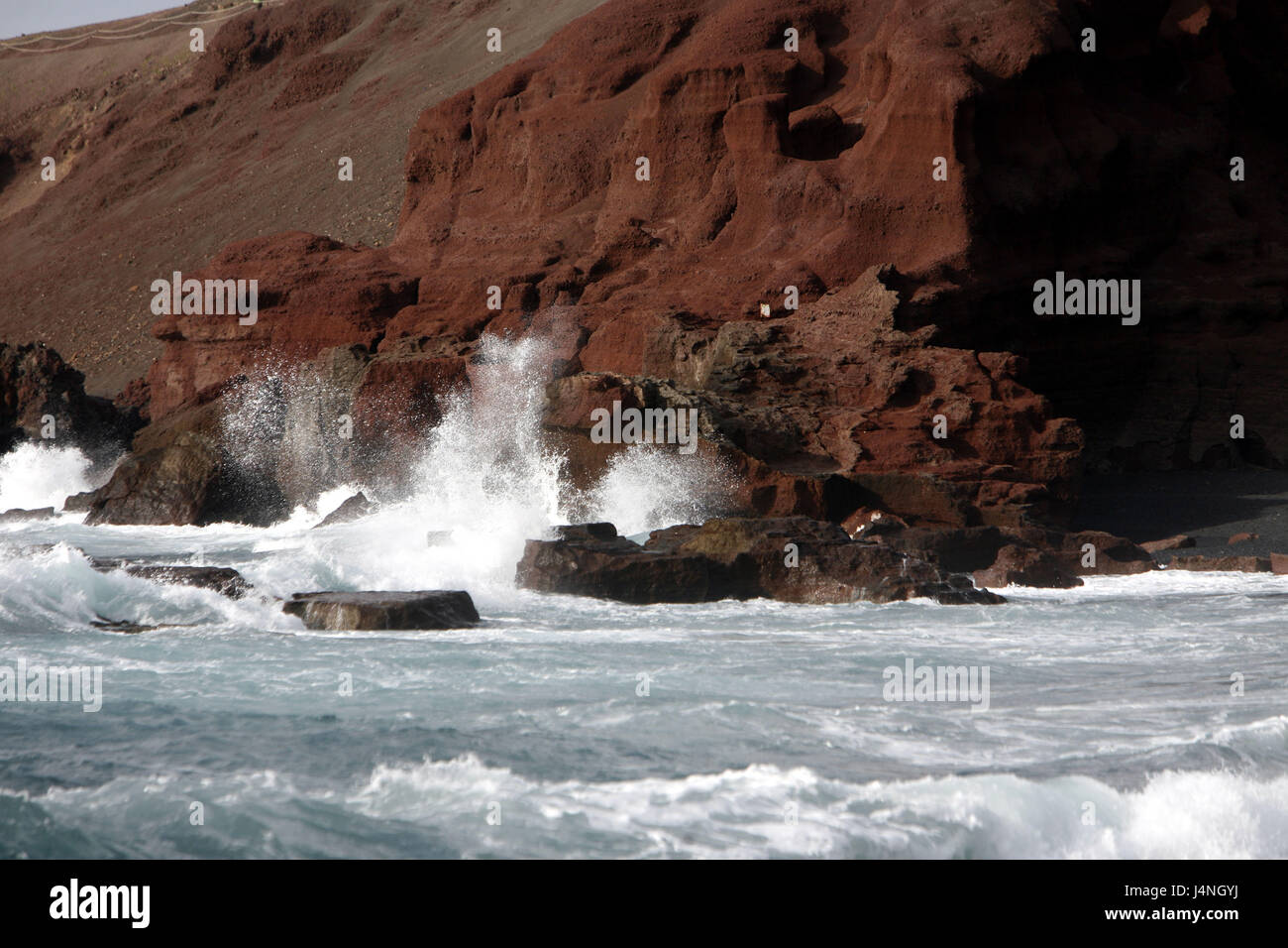 Spagna, Lanzarote, El Golfo, bile costa, surf, Foto Stock