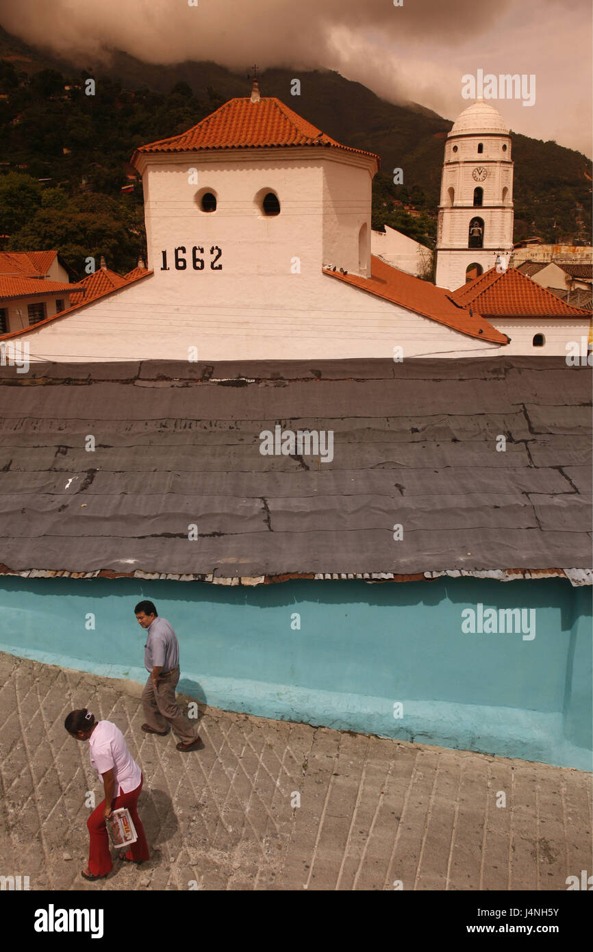 Venezuela, la Cordigliera delle Ande, Trujillo, pedonale, house, Steeple, Foto Stock