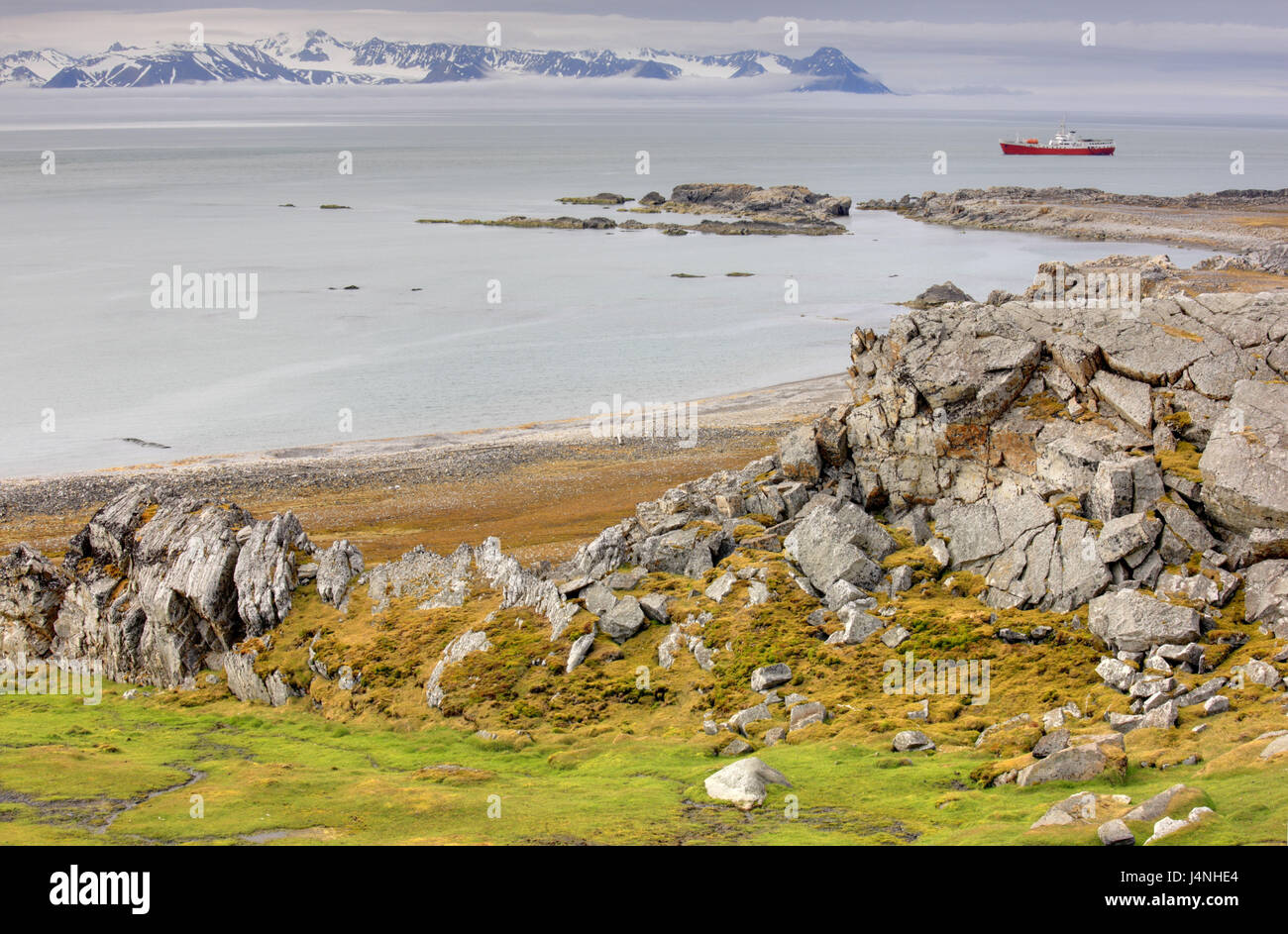 Norvegia Isole Svalbard, Spitsbergen, Bellsund, Ingeborgfjellet, paesaggi costieri, Foto Stock