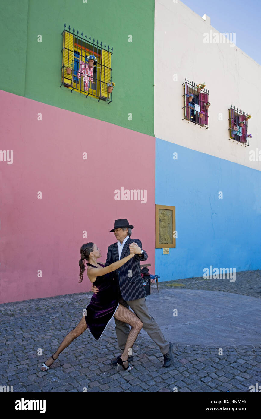 Argentina, Buenos Aires, parte della città di La Boca, danza matura, tango, pongono, nessun modello di rilascio, Foto Stock