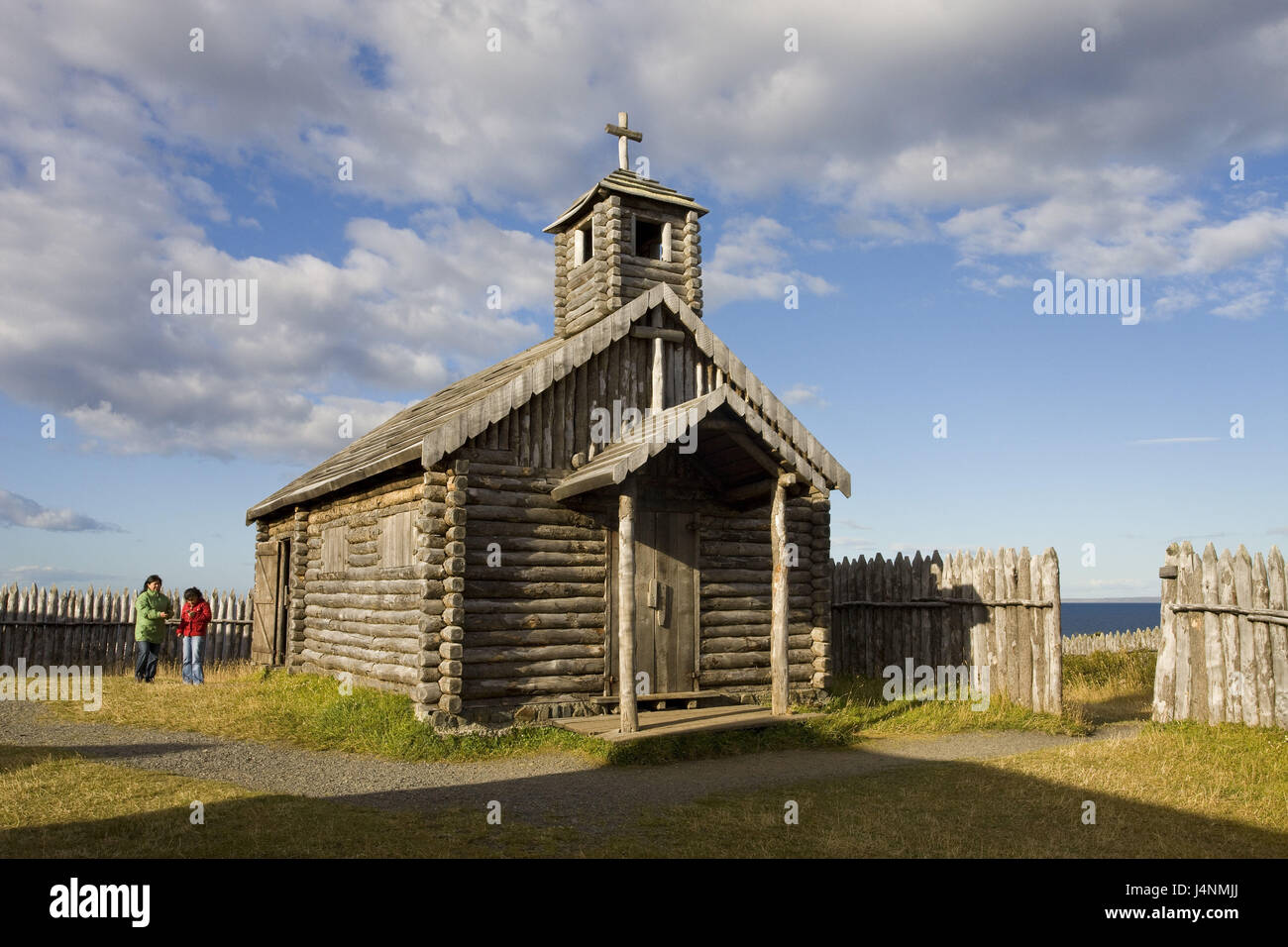 Il Cile, Patagonia, Punta Arenas, Fuerte Bulnes, chiesa di legno, turistico, Foto Stock