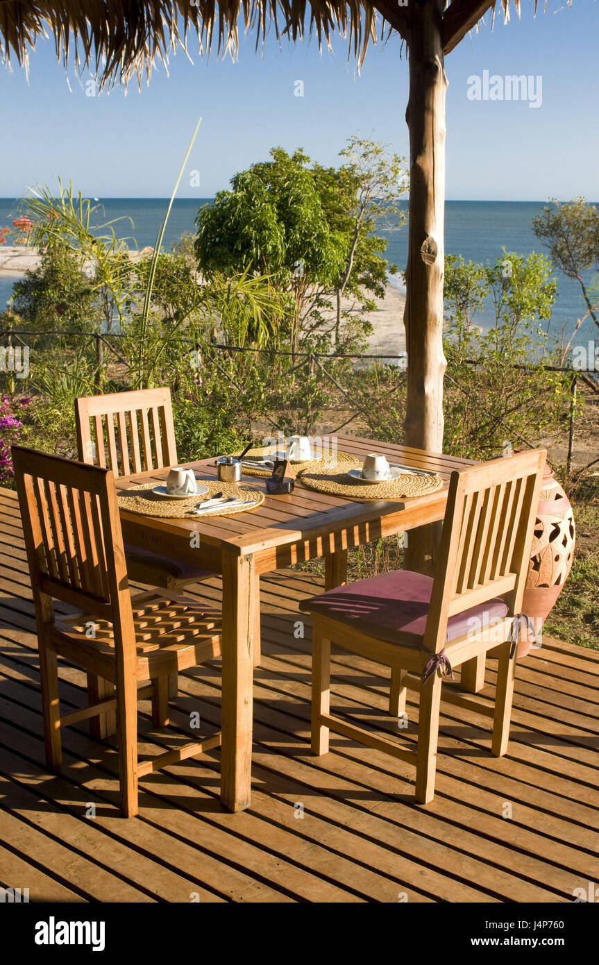 Madagascar, Mahajanga, Antsanitia Beach Resort, ristorante, Foto Stock