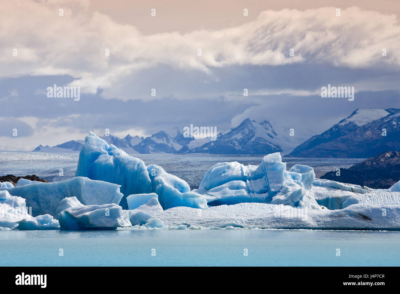 Argentina, Patagonia, i ghiacciai del parco nazionale, Lago Argentino, floes, visualizzazione Foto Stock