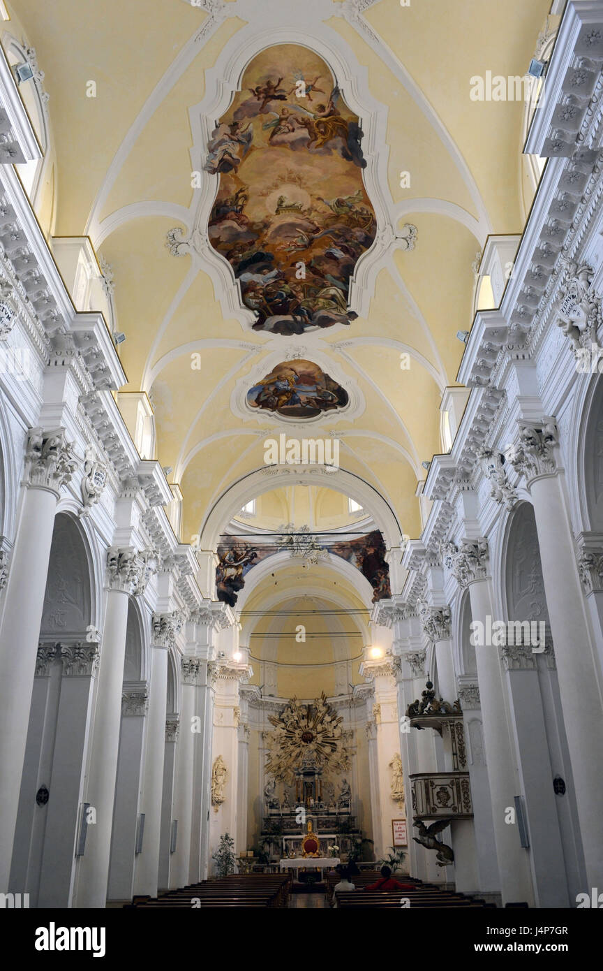 L'Italia, isola di Sicilia, Noto, la chiesa di San Carlo Borromeo, interior shot, soffitto affrescato, Foto Stock