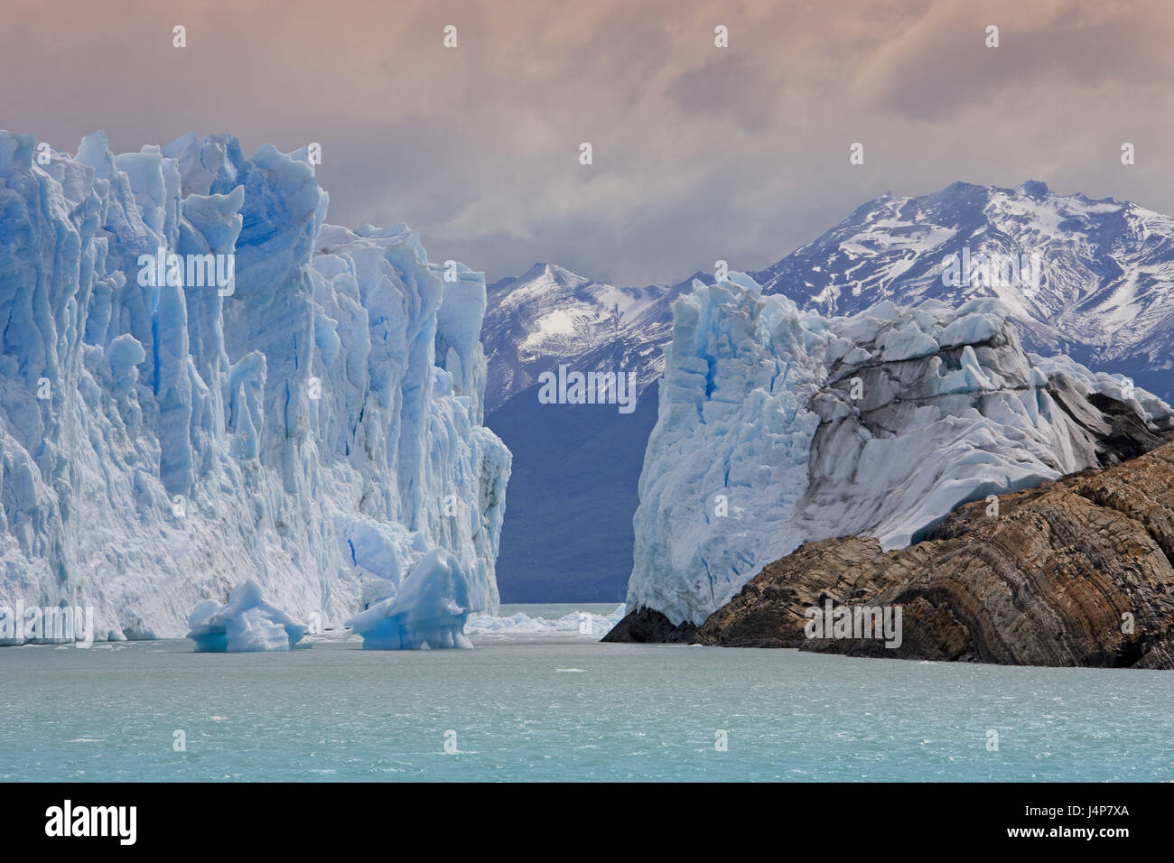 Argentina, Patagonia, Lago Argentino, Glaciar Perito Moreno, lingua del ghiacciaio, scarpata, Foto Stock