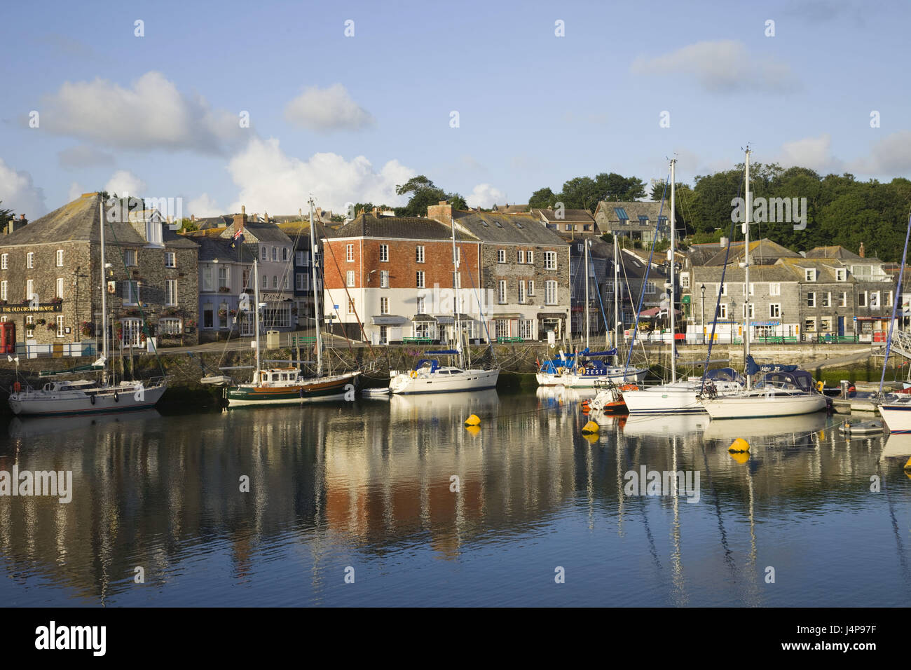 Gran Bretagna, Inghilterra, Cornwall, Padstow, vista città, porto, stivali, Foto Stock