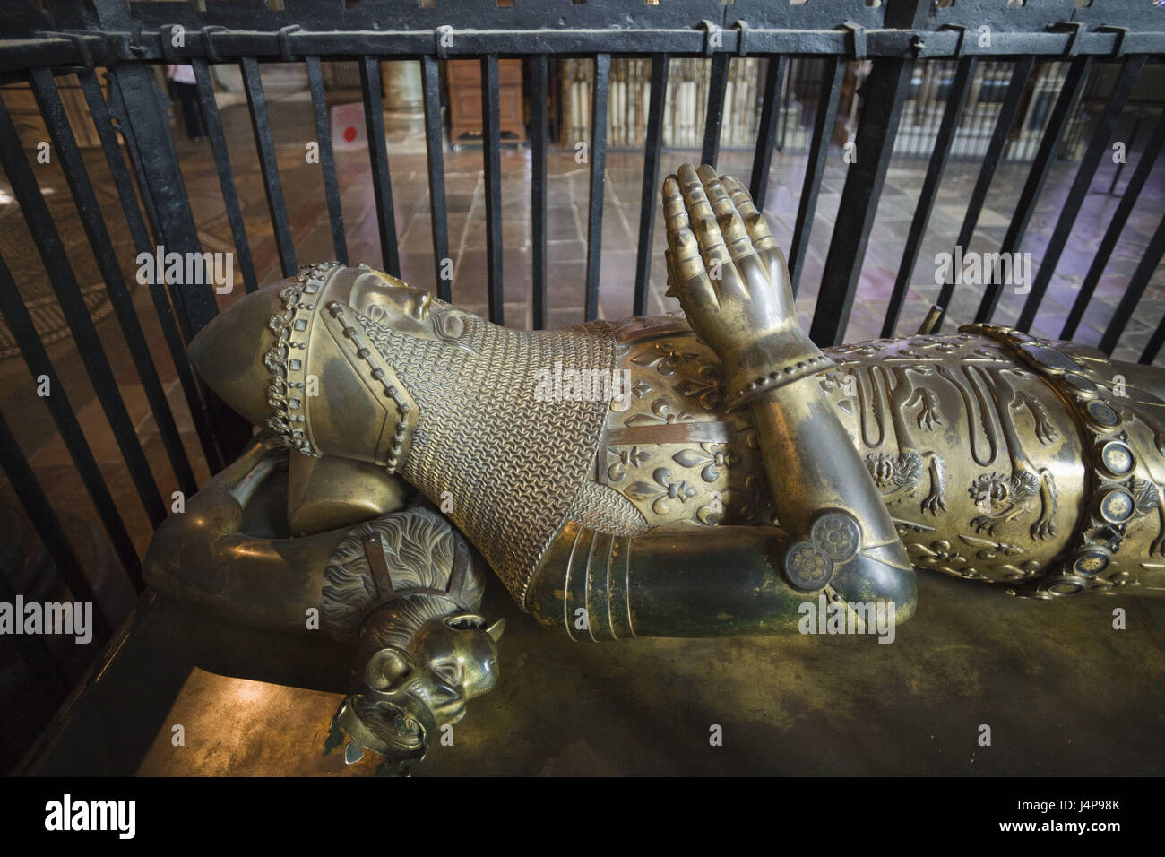 Gran Bretagna, Inghilterra, Kent, Canterbury, Cattedrale di Canterbury, ritratto, Edoardo il Principe Nero, a lato, Foto Stock