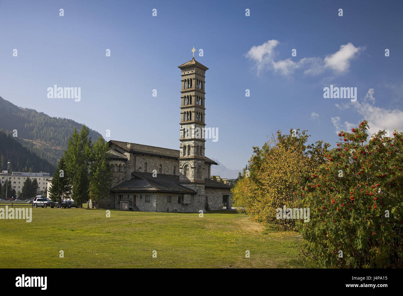 La Svizzera, San Moritz, la chiesa di San Carlo, Foto Stock