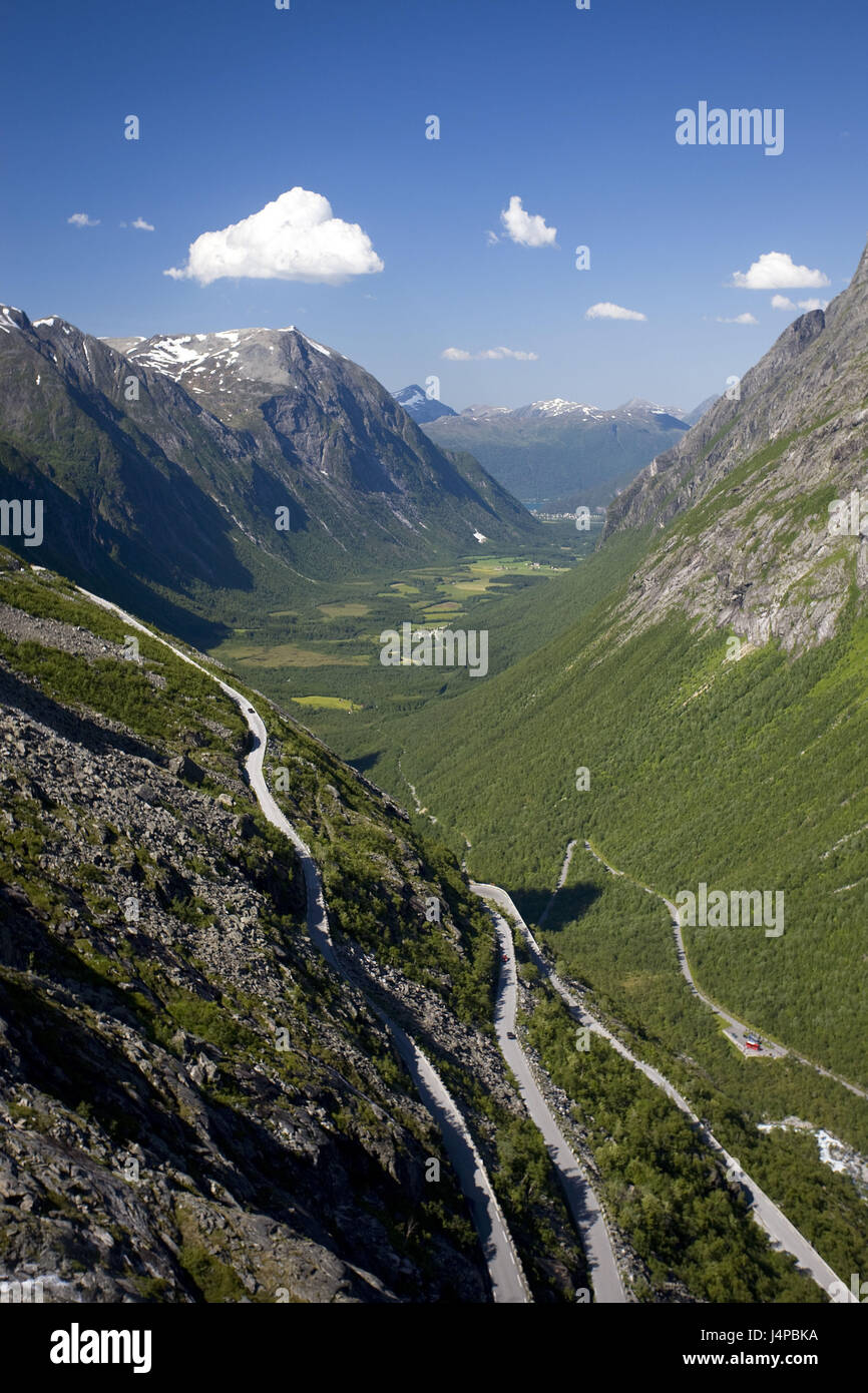 Norvegia, More og Romsdal, Trollstigen, valley, visualizzazione Foto Stock
