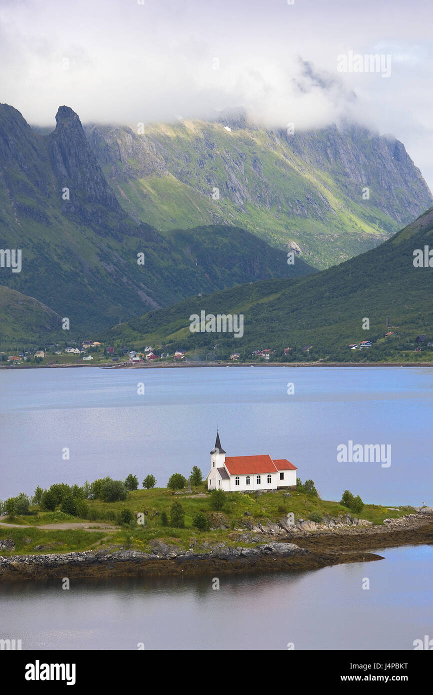 Norvegia Lofoten, Sildpollen, chiesa, Foto Stock