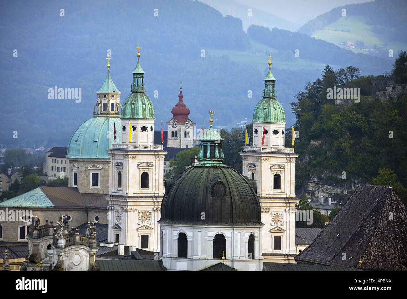 Austria, Salisburgo, vista città, guglie, Foto Stock