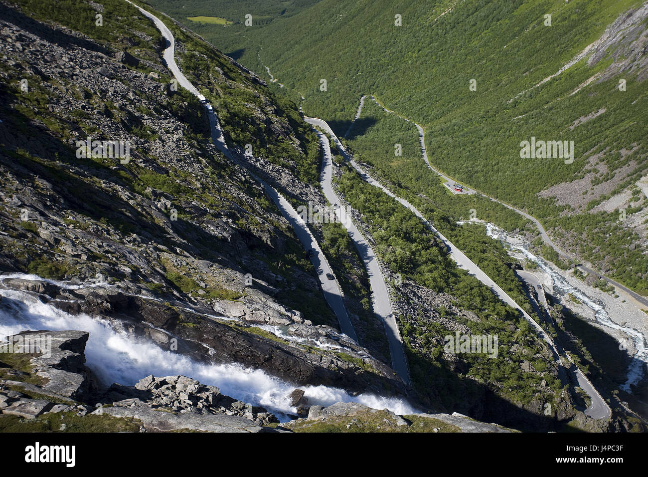 Norvegia, More og Romsdal, Trollstigen, valley, visualizzazione Foto Stock