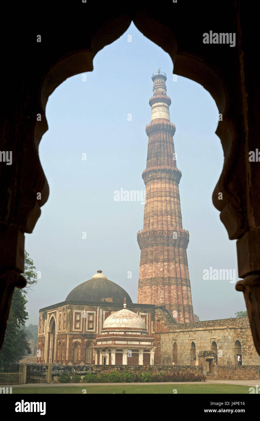 India, Delhi, Nuova Delhi Qutb Minar, Foto Stock