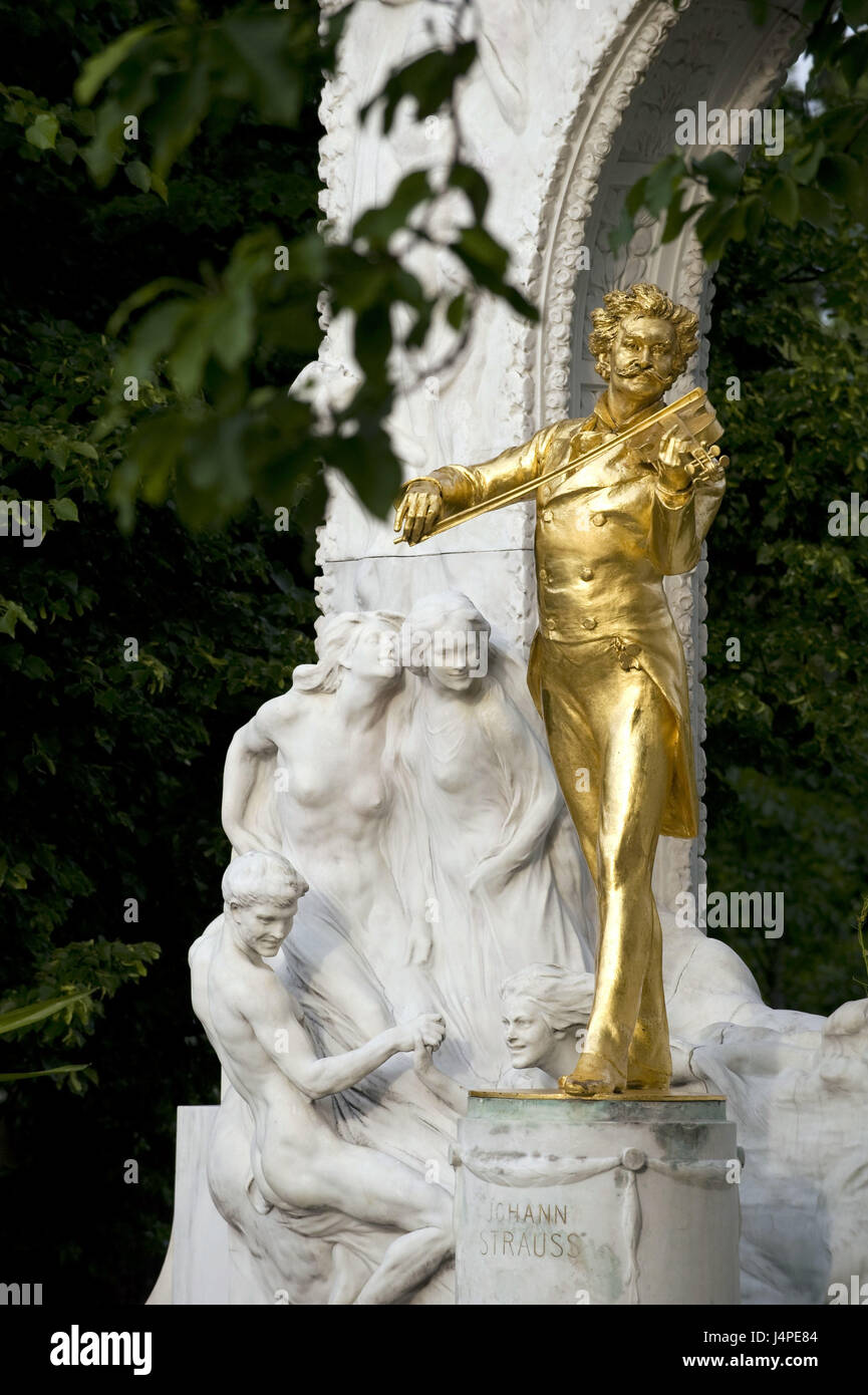 Austria, Vienna, il parco cittadino, statua, Johann Strauss, Foto Stock
