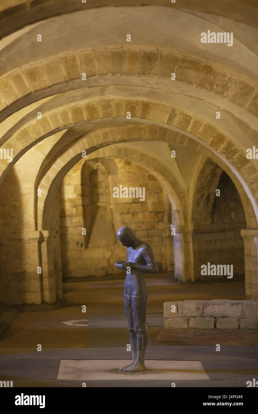Gran Bretagna, Inghilterra, Hampshire, Winchester disco, Cattedrale, cripta, scultura 'sound II', Antony Gormley, Foto Stock
